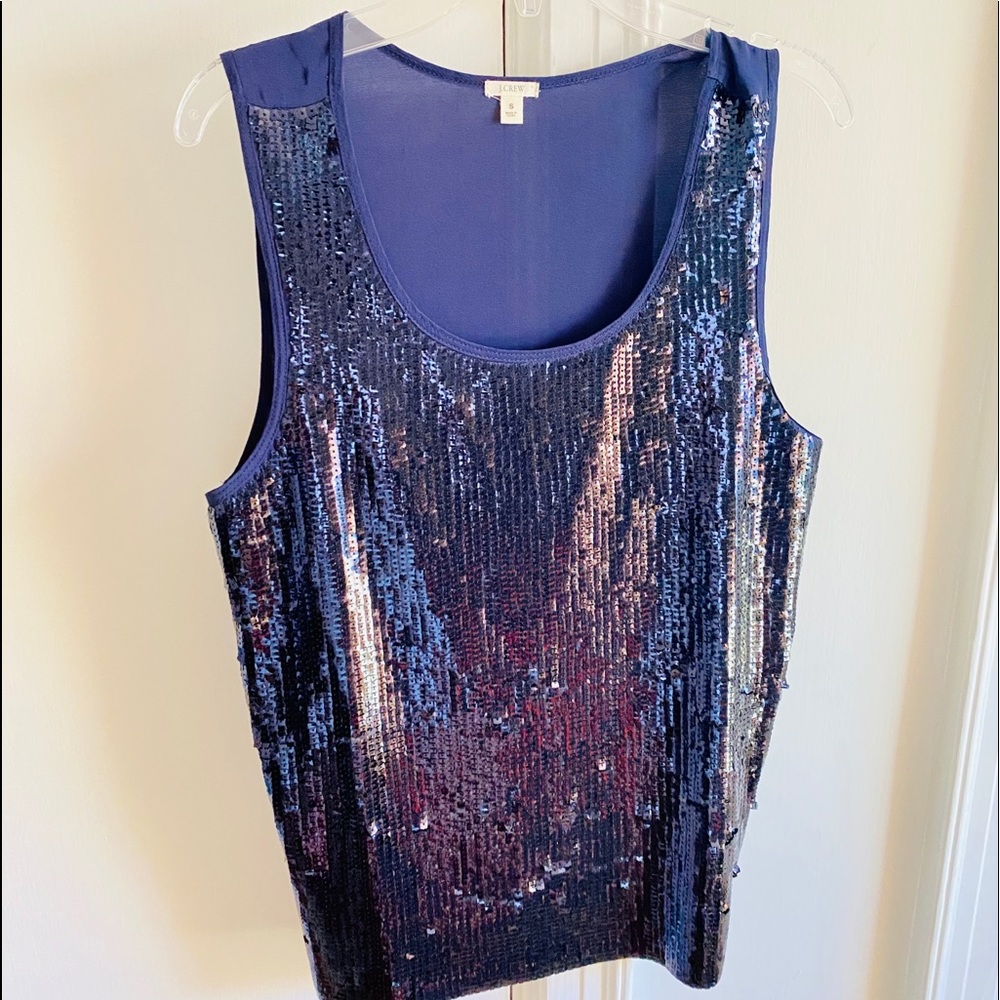 Navy Blue J. Crew beaded tank top